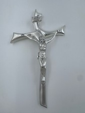 CROCIFISSO STILIZZATO CON CRISTO IN ARGENTO 25x12