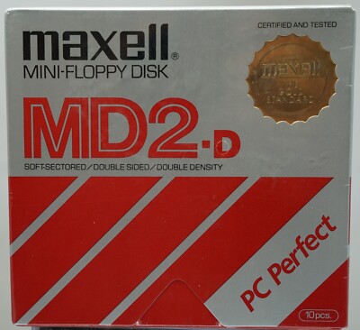 Maxell MD2-dm floppy discs.  Package of 10 unopened.