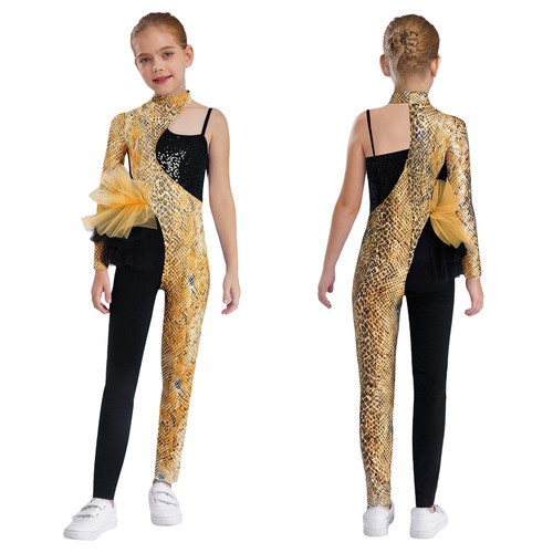 Kids Girls Jumpsuit Rhythmic Bodysuit Workout Rompers Dance Unitard Ballet Show - Picture 6 of 51