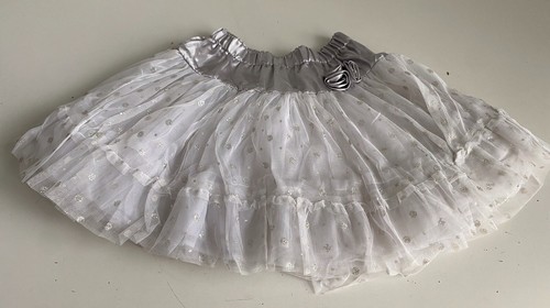 Mona Michelle Tulle Skirt Girls Size M (8) Silver Sparkle Elastic Waist Lined