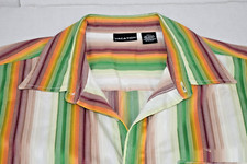 Vintage Shirt Vacation Size L 90s Green Yellow Red Textured Weave Made Kenya