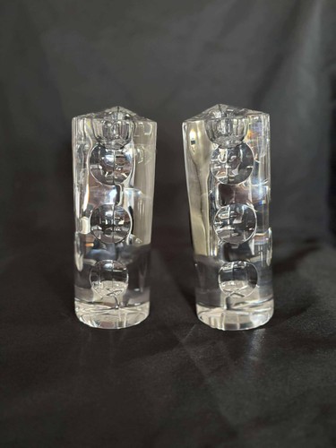 NIB Lenox Ovations "Moonlight" Crystal Candlesticks 6”PAIR Made In Austria Boxed - Picture 5 of 11
