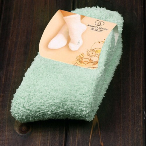kawaii Women Girls Fluffy Socks Thick Warm Winter Sock Plush Solid Color Hosiery - Picture 18 of 28