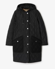 Burberry Quilted Black Shell Coat With Hood + Drawstring - Garment Bag Included