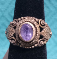 Purple Gemstone 925 Sterling Silver Ring Size 5  0080 