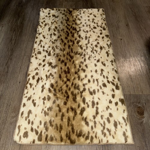 Vintage Furry Siberian Leopard Faux Fur Dresser Scarf Or Small Throw Rug 17x34”