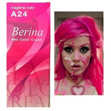 Berina  A24 Magenta Colour Hair Dye Professional Permanent Cream + Developer