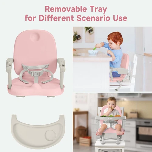 Travel Booster Seat w/ Tray Adjustable Folding High Chair Children Baby Armchair - Picture 42 of 78
