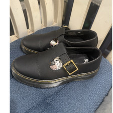 Dr. Martens Black Leather Mary Jane Flats Buckle Strap Round Toe US 6 EU 37