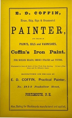 E.D. COFFIN Painter - House Ship Sign Ornamental Portsmouth, N.H. 1874 Print Ad
