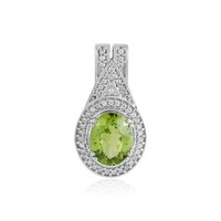 Cavill Peridot AnhäNger 2,3Ct Silber 925 Platin Zirkon Tropfen Damen