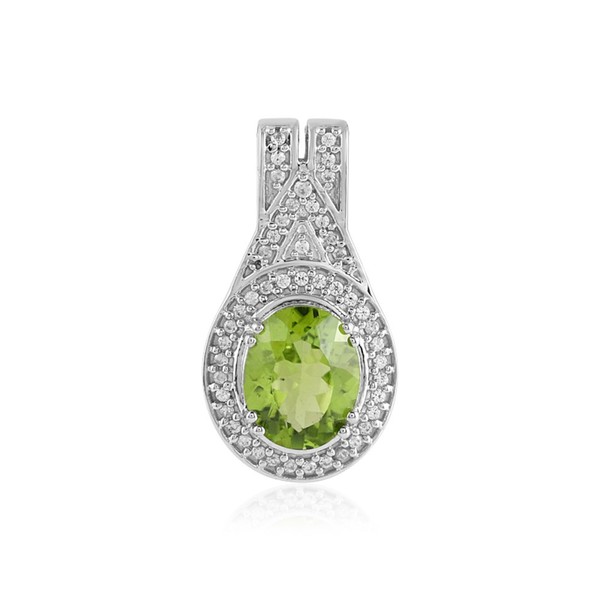 Cavill Peridot AnhäNger 2,3Ct Silber 925 Platin Zirkon Tropfen Damen-image