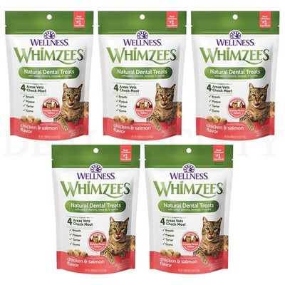 WHIMZEES Wellness Cat Dental Treats, Chicken and Salmon Flavor 4.5oz Lot of 5