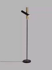 John Lewis Lamp Swivel LED Uplighter Floor Lamp, Black/Brass
