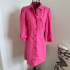 Vince Camuto Pink Eyelet Puff Sleeve Shirt Dress NWT Size 4