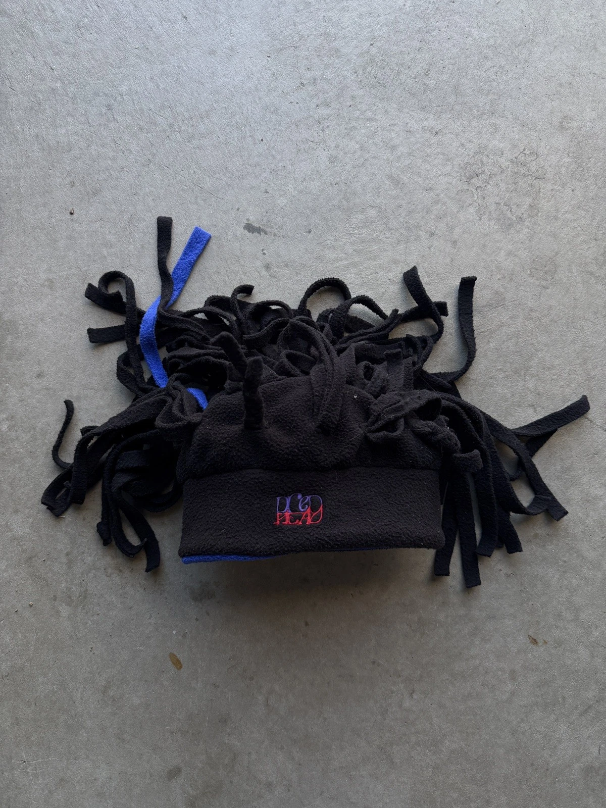 Dred Dread Head Black & Blue Fleece Beanie Ski Snowboard Twisted Dreads Hat
