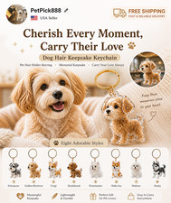 Dog Hair Collector Keychain Charm Memorial Storage Box, Pet Hair Keepsake