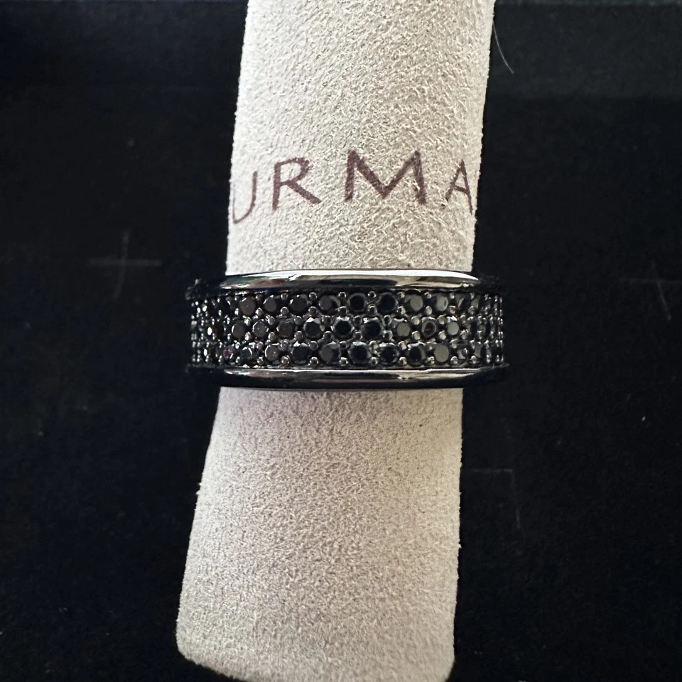 Anillo David Yurman Titanio Negro con Diamantes 8.5mm Pavé Tres Filas Banda Talla 9 Foto 2 de 4