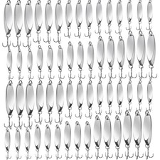 40 Pieces Fishing Lures Spoons Fishing Metal Saltwater Treble Trout Lures Har...