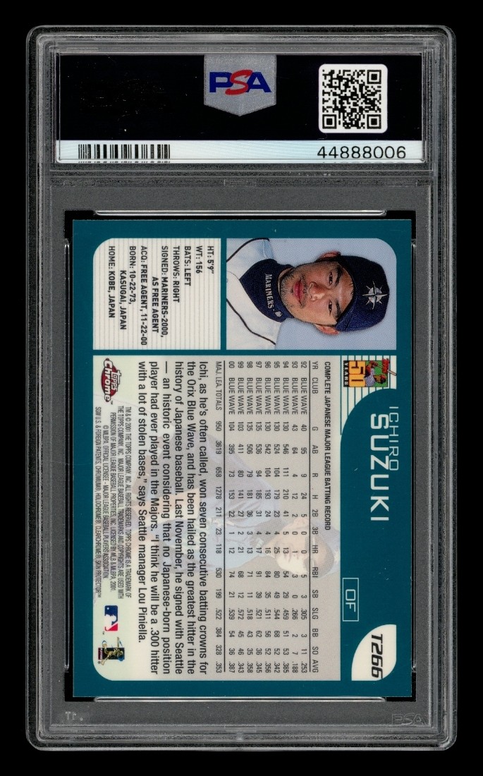 2001 Topps Chrome Traded: #T266 Ichiro Suzuki PSA 9 MINT view 2