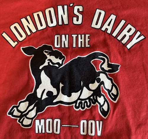 Vintage Londons Dairy On The Moo Shirt Xl Cow Milk Farm 90s USA Single Stitch - Picture 2 of 7