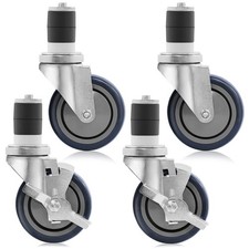 Juego de ruedas giratorias de 4" para mesas de trabajo comerciales de preparación de cocina de acero inoxidable