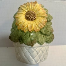 Vintage 1998 Ceramic Sunflower Basket Toilet Brush Holder Unused NOS 9in