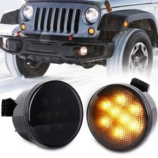 JK Turn Signal Lights Smoked Lens Amber LED Front Grille Parking Lights for 2...