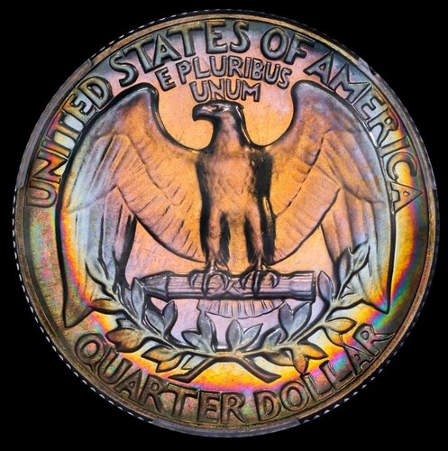 1972 S 25C Washington Quarter PCGS PR67 Rainbow Toned Electric Neon Color - Picture 2 of 4