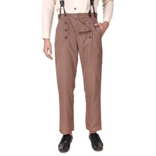 ThePirateDressing Men's Steampunk Victorian Pants Trousers Beige Check