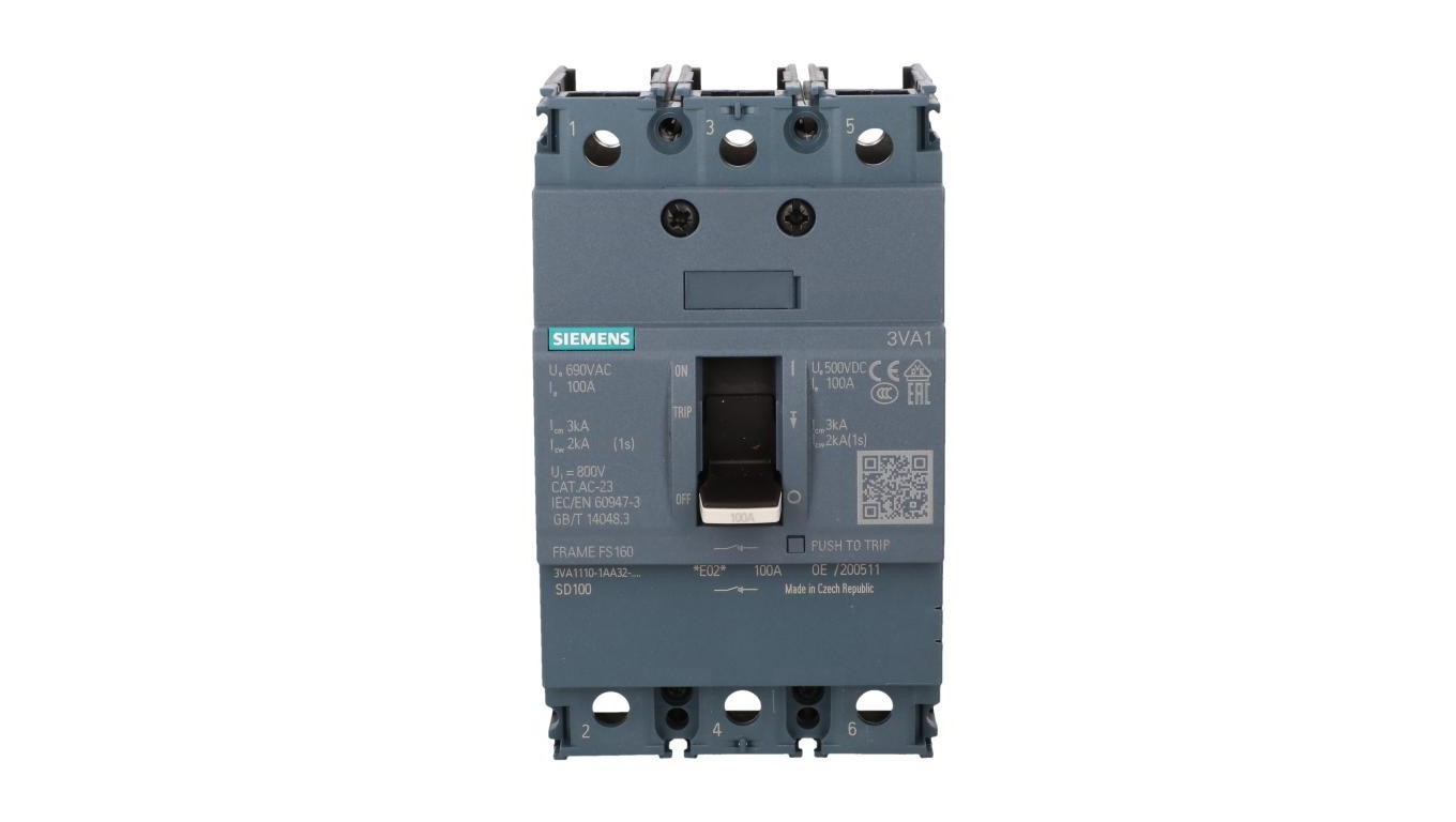 Circuit Breaker 3P 100A Connectors SENTRON 3VA 3VA1110-1AA32-0AA0