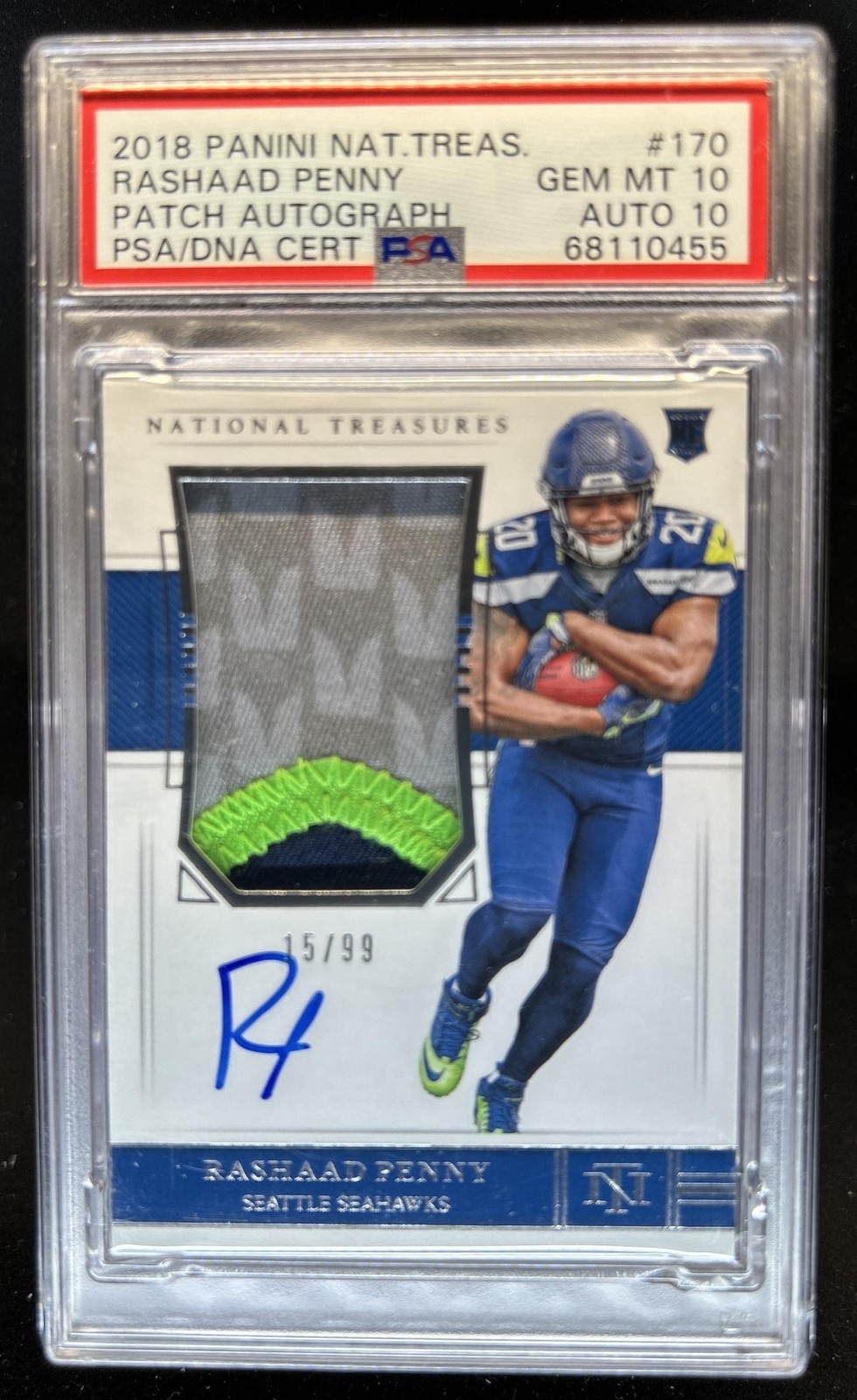 Rashaad Penny Panini National Treasures #170 Patch Autograph