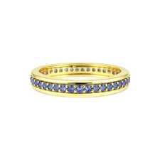 24.55 Ct. Round Cut Blue Sapphire 18k Yellow Gold Vermeil Ring In 925 Silver