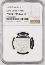 4/0 TOP POP 2022 Great Britain Silver 2 Pence Royal Shield Proof NGC PF 70