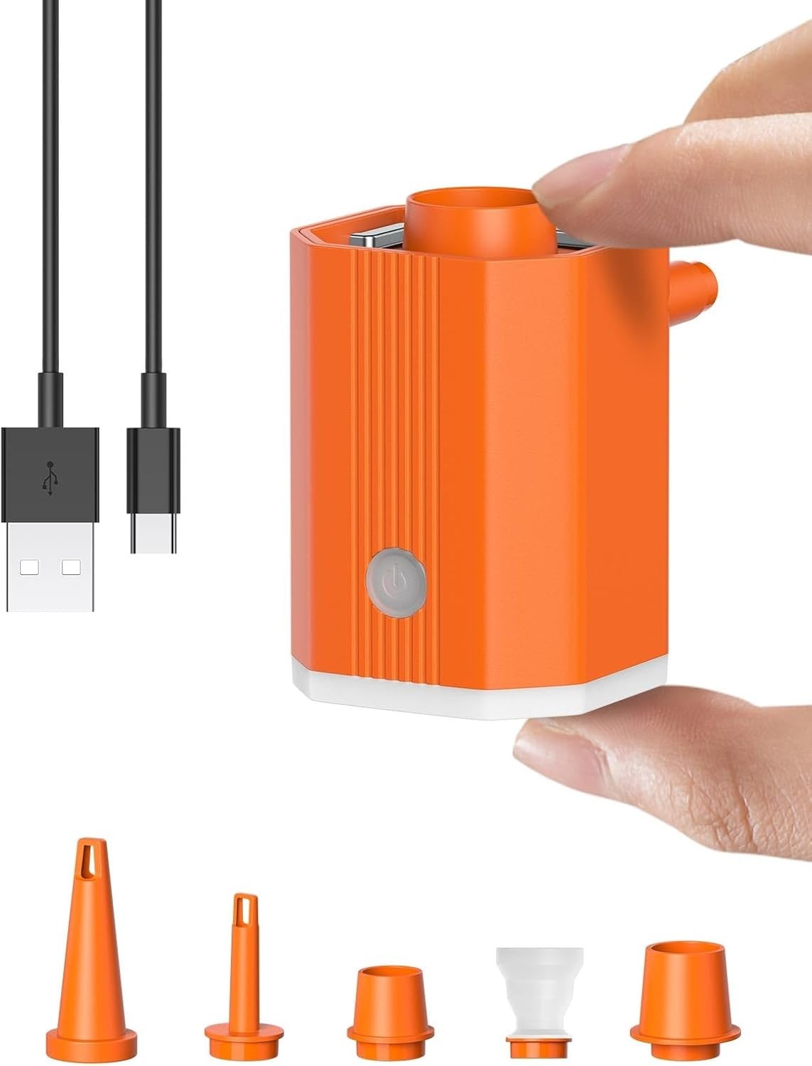 Air Pump for Inflatables with Camping Light, Tiny Electric Inflator Deflator