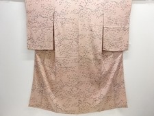 7445036: JAPANESE KIMONO / ANTIQUE KIMONO / SILK / MON KINSHA / BRANCH LEAVES