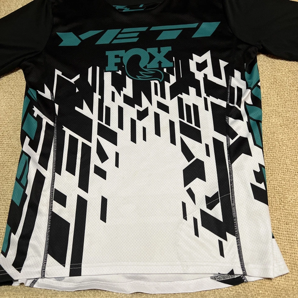 YETI FOX BICICLETA DE MONTAÑA ENDURO CICLISMO MANGA CORTA JERSEY Negro Verde azulado TALLA M Bonito Foto 2 de 4