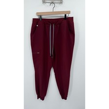 FIGS Scrub Pants Burgundy Cargo Pockets Elastic Waist Drawstring Womens XL