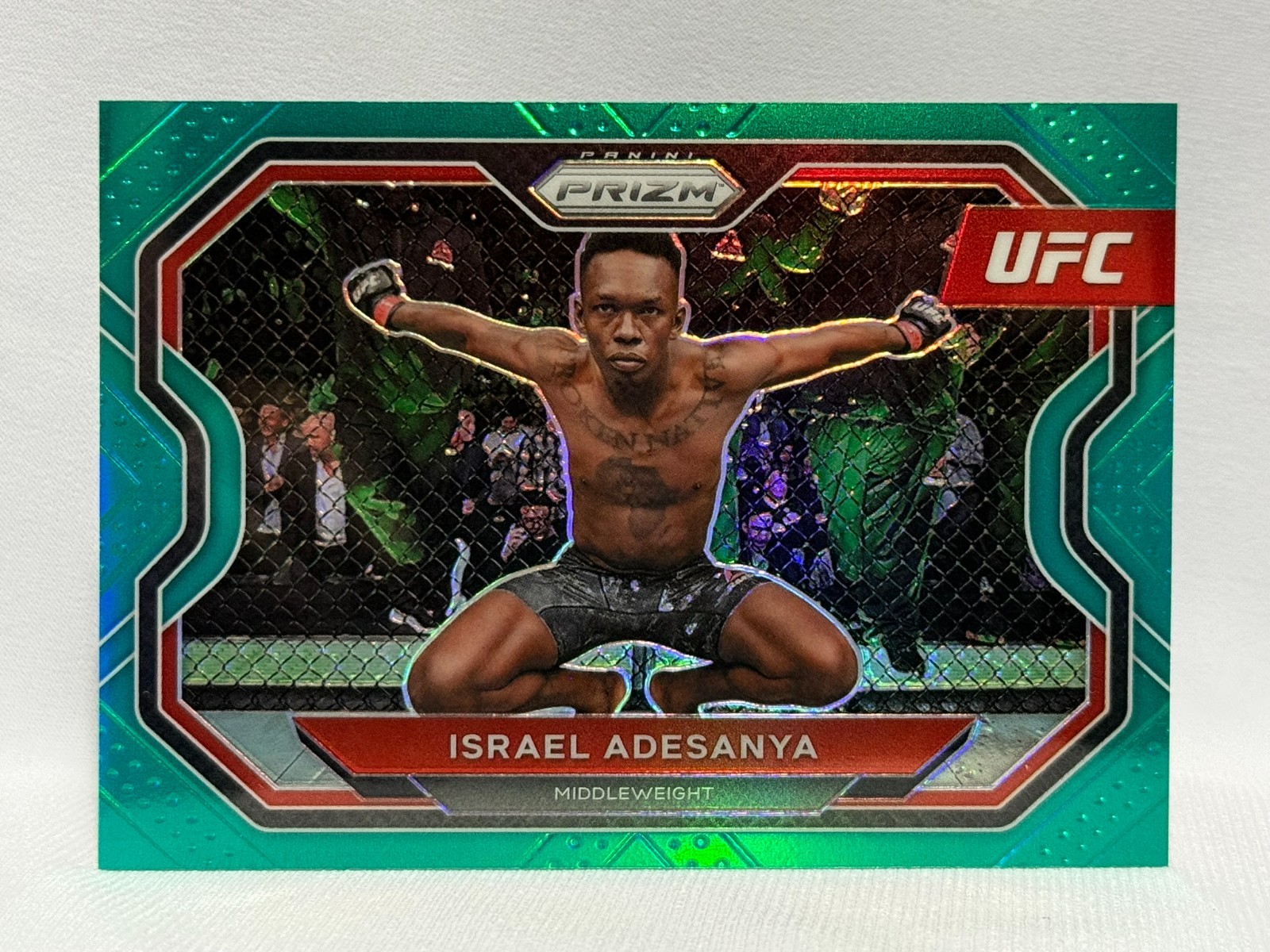 2021 Panini Prizm UFC Israel Adesanya #120 TEAL Prizm 33/49