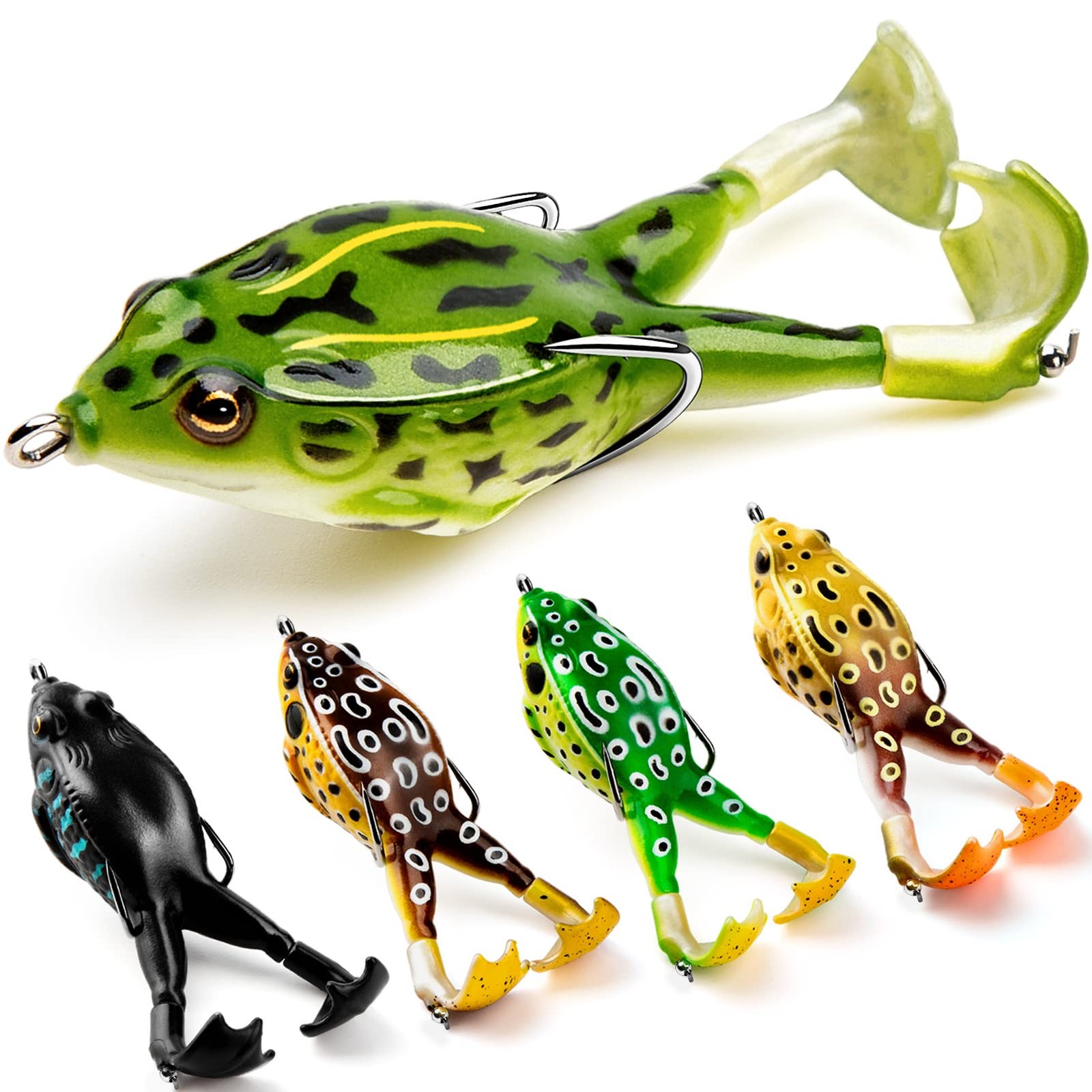 Realistic Prop  Topwater Frog Lure Bass Trout Fishing Lures Kit Set Swimbait 5Pc - Image 10