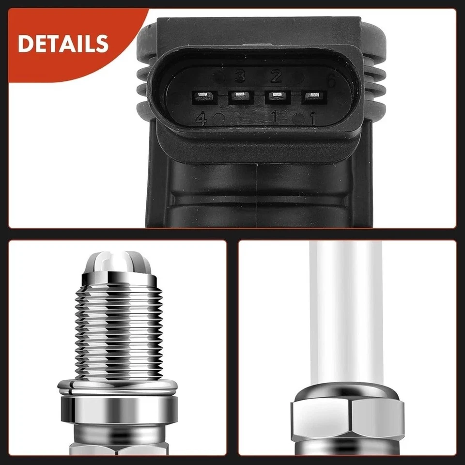 Juego de 4 bobinas de encendido y bujías de iridio compatibles con Audi A3 2004 Foto 2 de 4