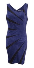 Guess Los Angeles Women's Faux-Suede Starburst Sheath Dress (4, Navy/Black)