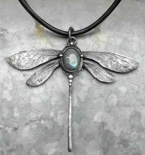 Vintage Frauen Bohemian Charm Silber Libelle Anhänger Halskette Schmuck Geschenk - Bild 3 von 13