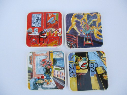 Chaleur Fine Art Design Matisse Art Ceramic Coaster Set of 4 D. Burrows w/ Box