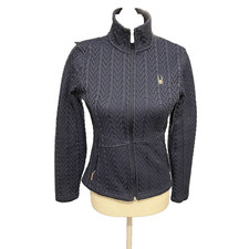 Spyder Jacket Size S Blue Cable Knit Textured Sweater Active Outdoors Womens