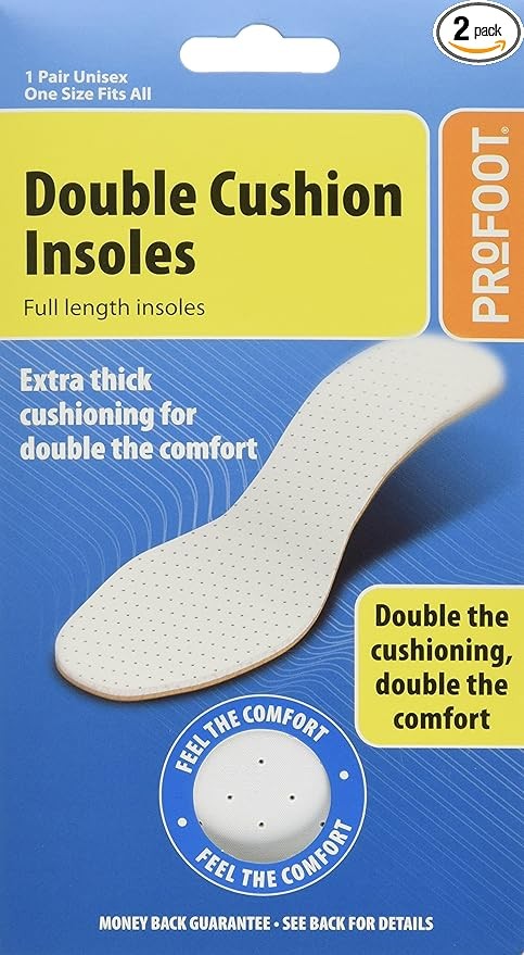 Profoot Double Cushion Full Length Insoles Unisex One Pair