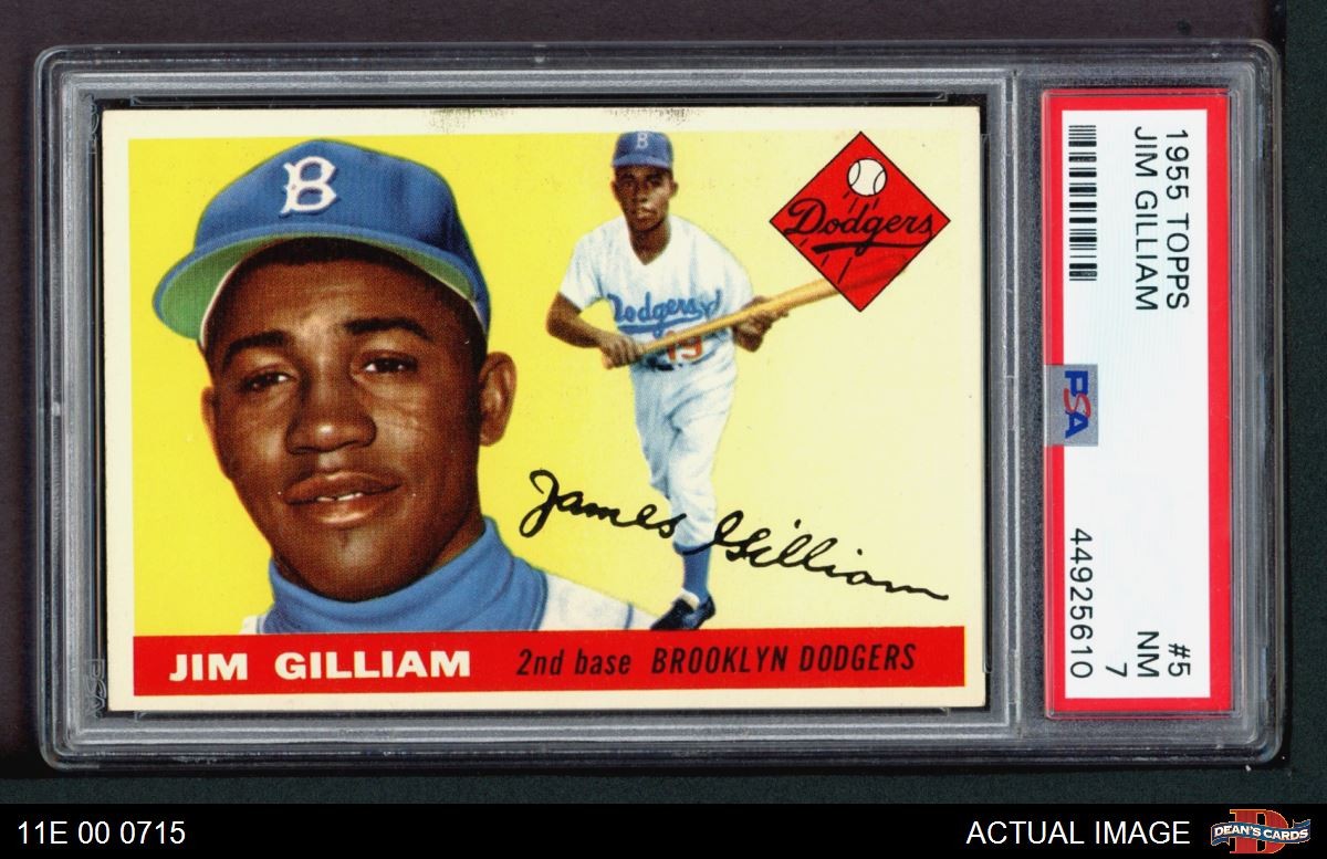 1955 Topps #5 Jim Gilliam Dodgers PSA 7 - NM