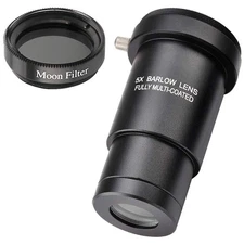 1.25-inch 5X Barlow Lens & Moon Filter Kit-for Telescope Eyepieces