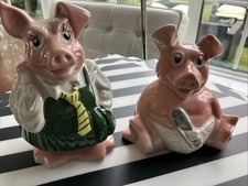 Nat West Piggy Bank School Girl And Baby WADE made In England