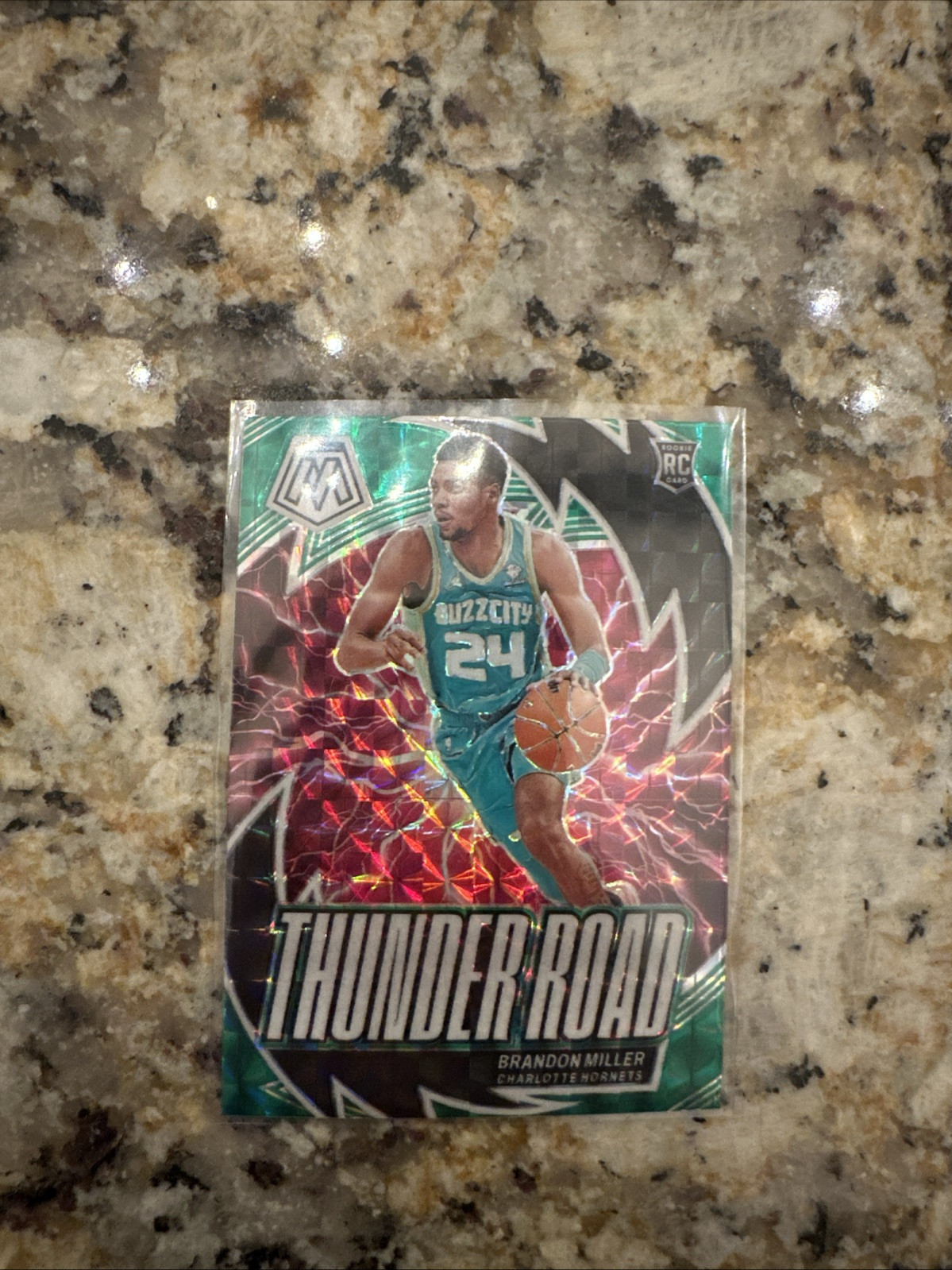 2023-24 Panini Mosaic - Thunder Road Green Mosaic Prizm #19 Brandon Miller (RC)